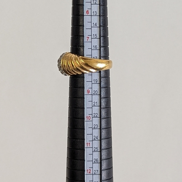 Nolan Miller Gold Dome Faux Pave Crusted Crystal Ridge Ring - sz 8 - Picture 8 of 8